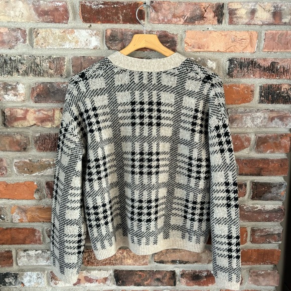 Rails Reese Wool Blend Cardigan Sweater in Black Oatmeal Plaid, M - Picture 6 of 8